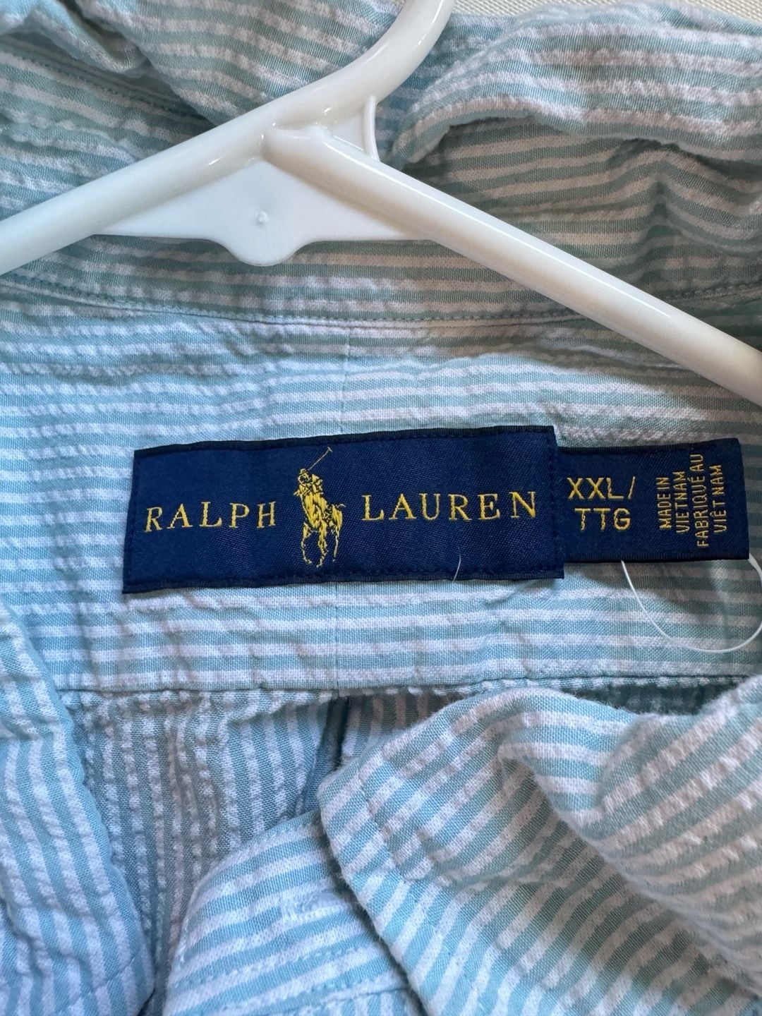 Ralph Lauren Seersucker Striped Short Sleeve Button Down Preppy Coastal Size XXL 4