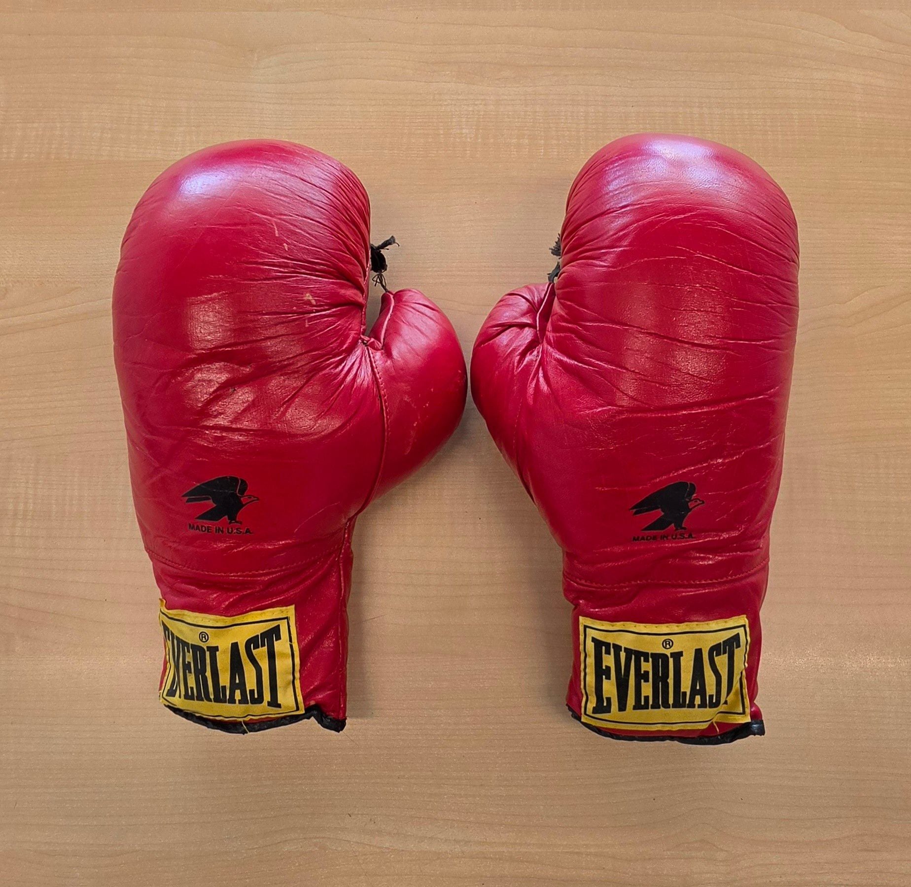 Everlast Vintage Boxing Gloves Size 16 Red Leather 538 1