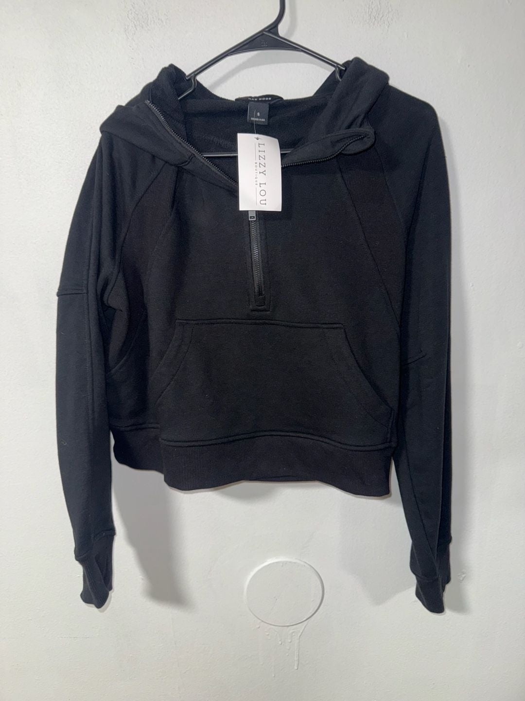 NWT Rae Mode 1/4 Zip Cropped Hoodie Black Size S 2