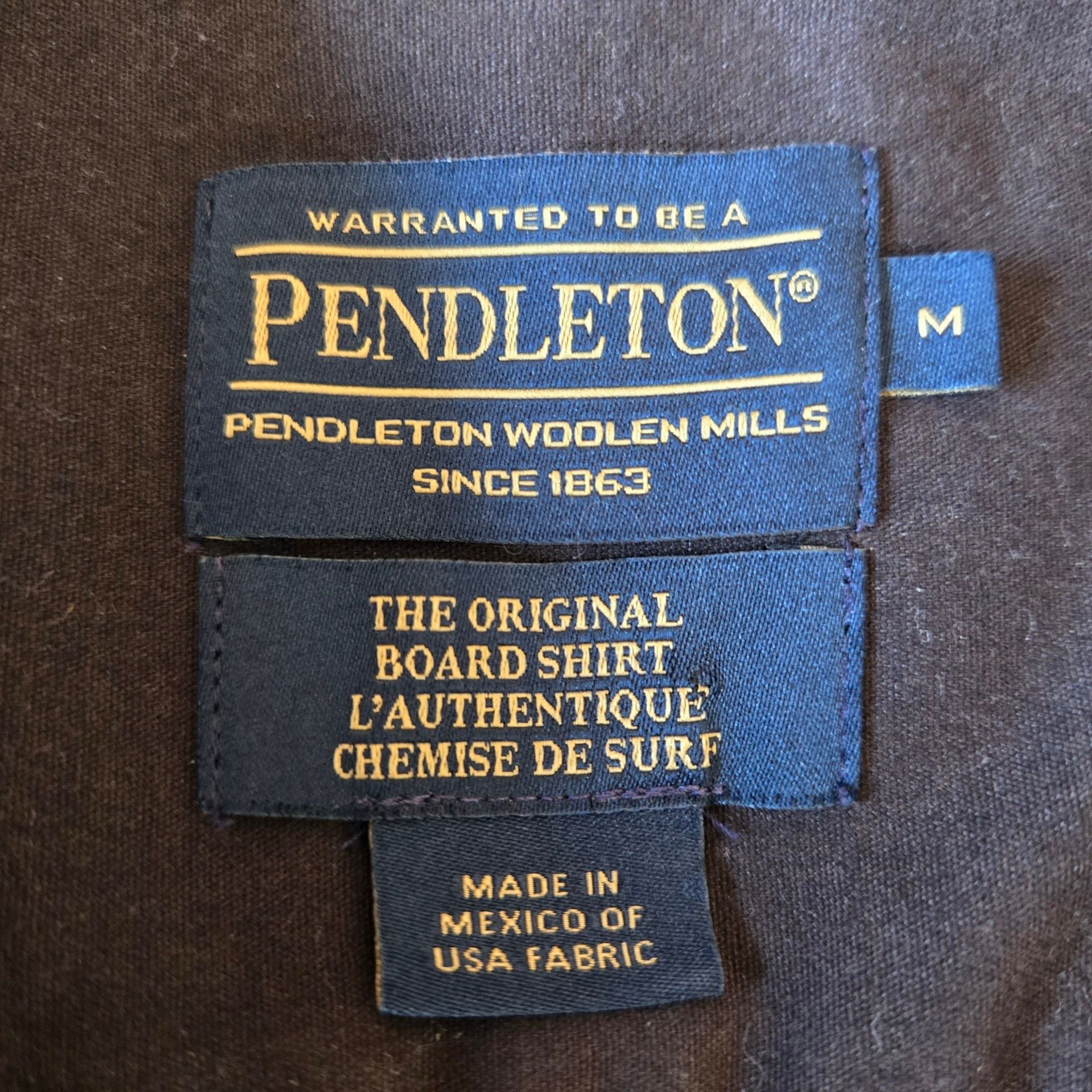 Pendleton The Original Board Shirt Size M Blue Gold Plaid Wool 5