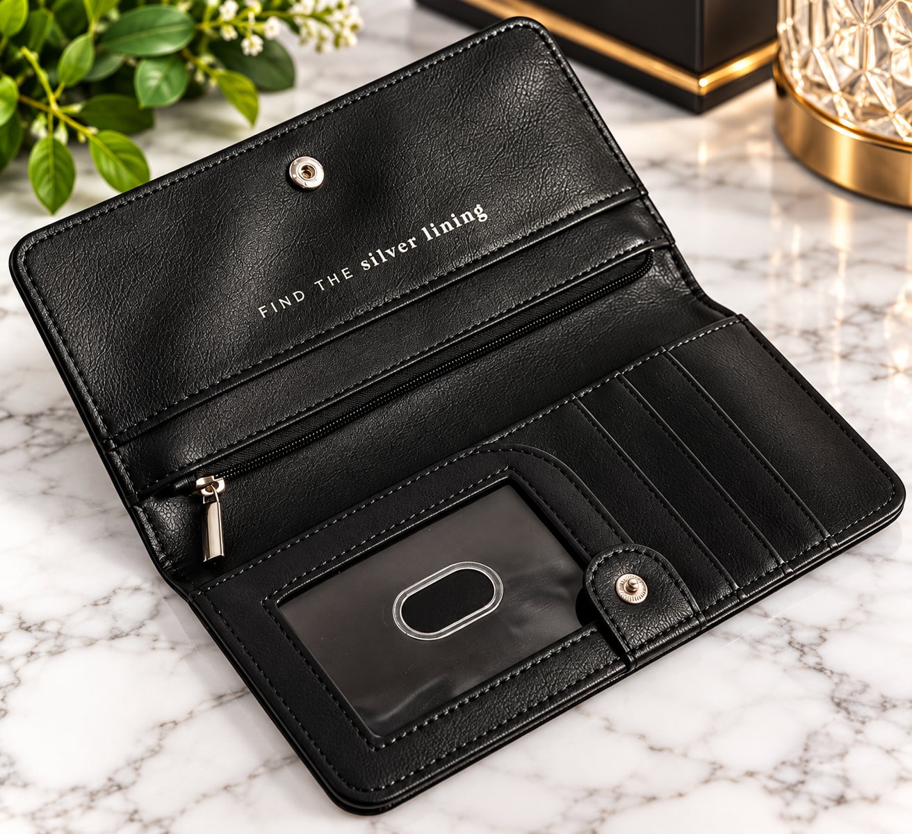 Origami Owl Black Faux Leather Wallet 3