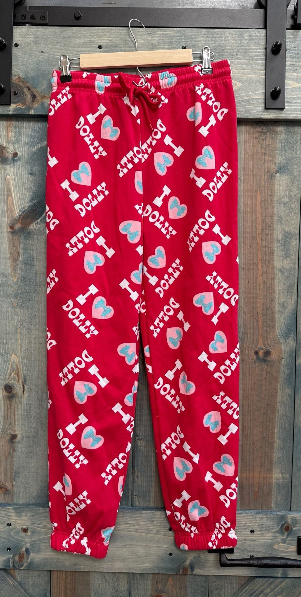 Dolly Parton Sweatpants Size M Red I Love Dolly Print Joggers 2