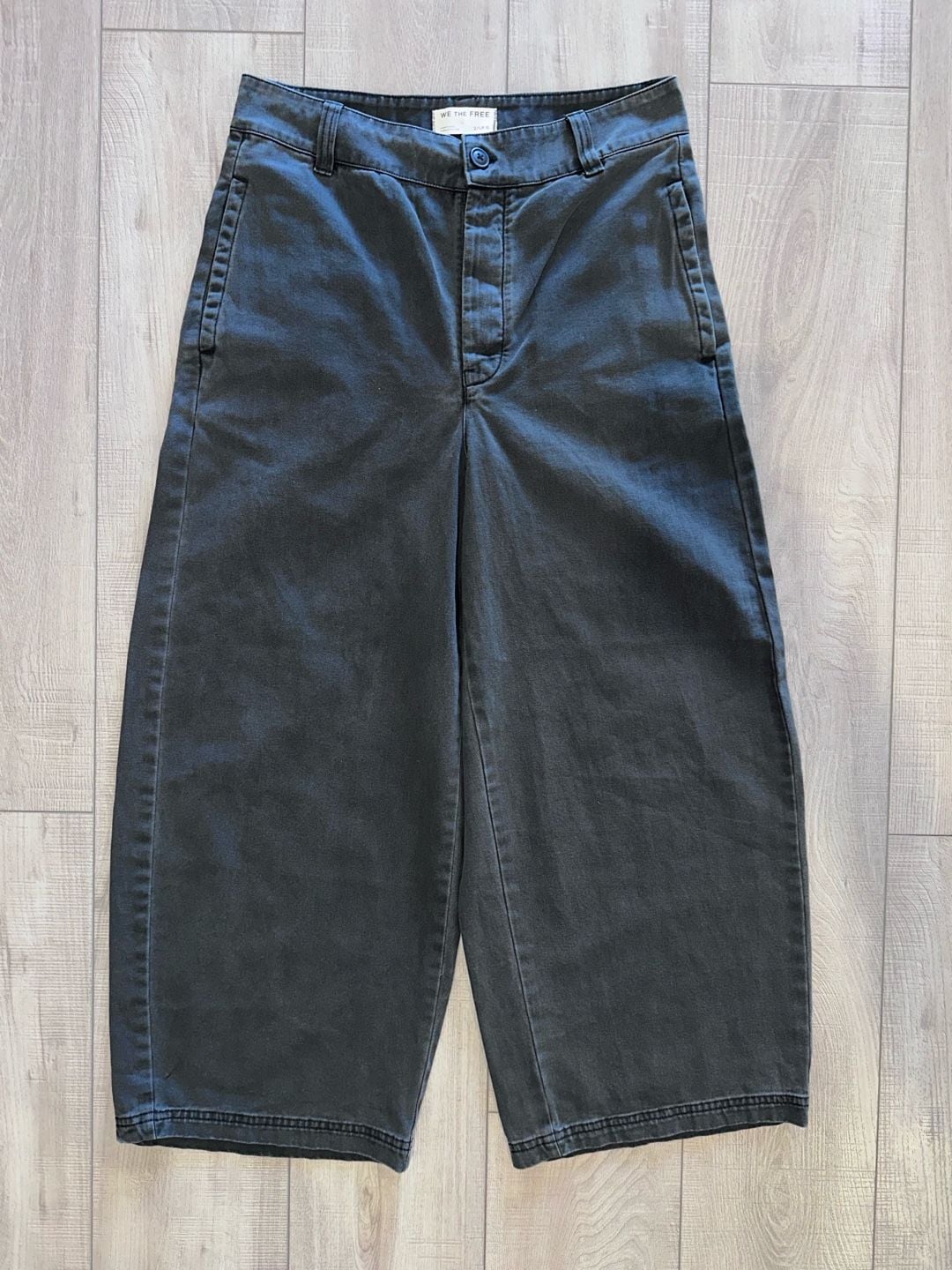 We The Free Wide Leg Pants Size 2 Charcoal Gray High Rise Cropped Denim 2