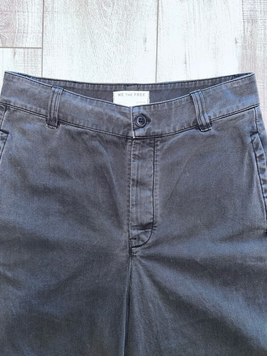 We The Free Wide Leg Pants Size 2 Charcoal Gray High Rise Cropped Denim 4