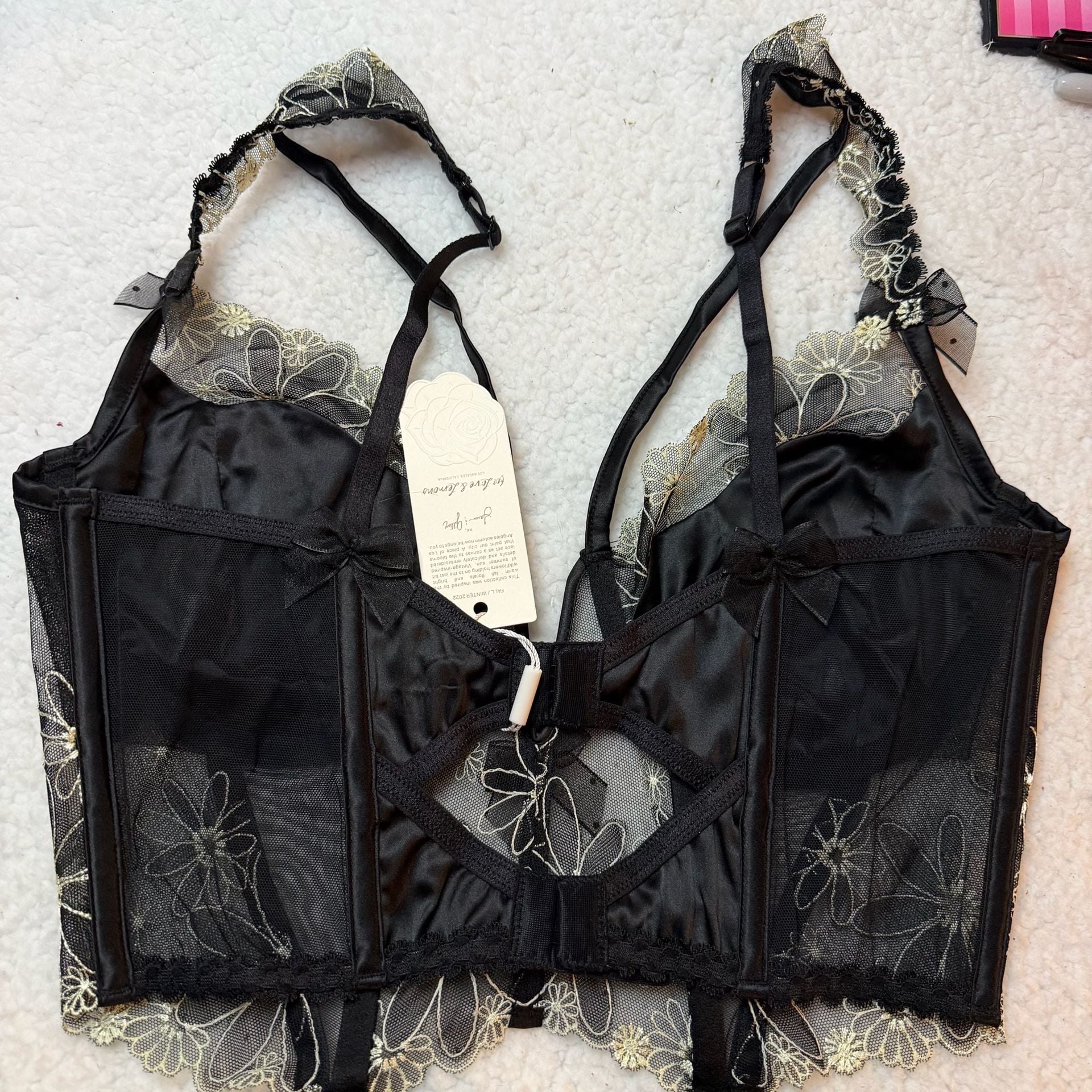 For Love & Lemons Black Embroidered Bustier Top 3
