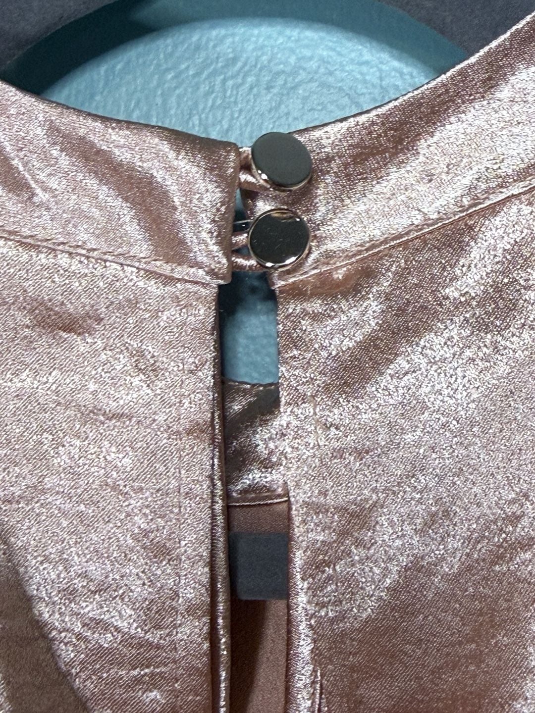 Miss Selfridge Metallic Halter Top Size US 8 Rose Gold Ruffle Sleeveless 10