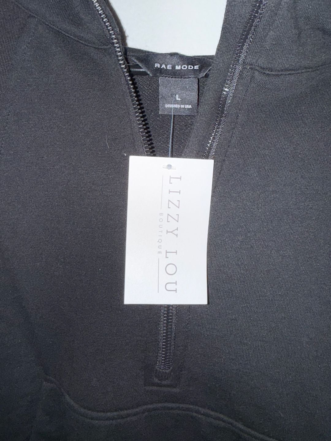 NWT Rae Mode Black 1/4 Zip Crop Hoodie Size L 4