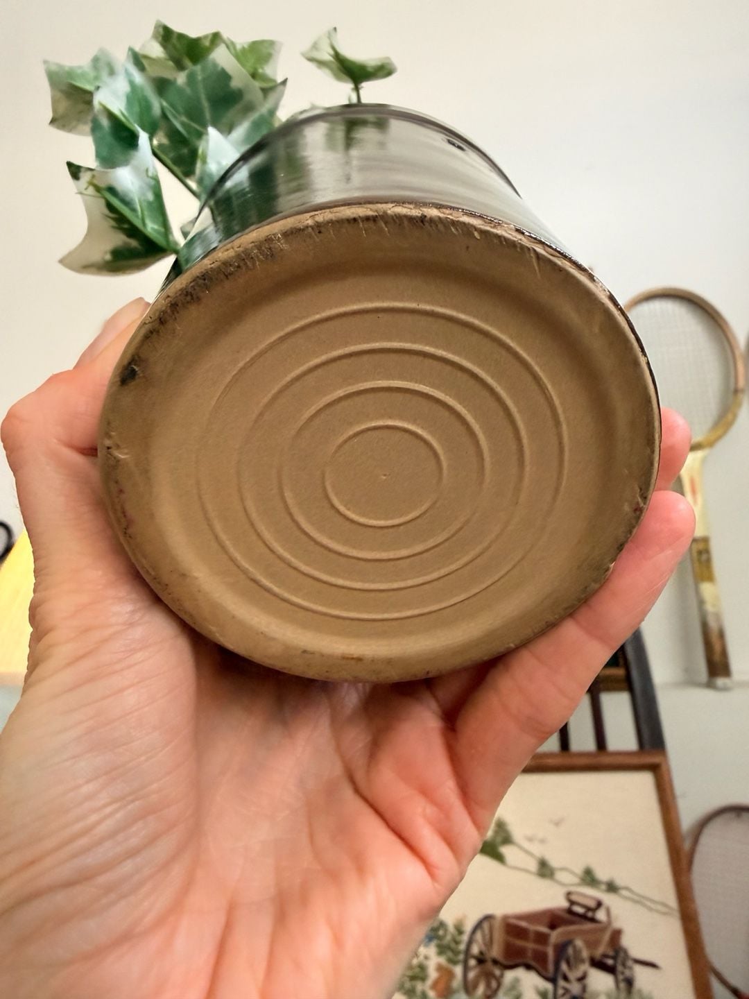 Vintage Brown Glazed Stoneware Pottery Crock Pot Planter 7