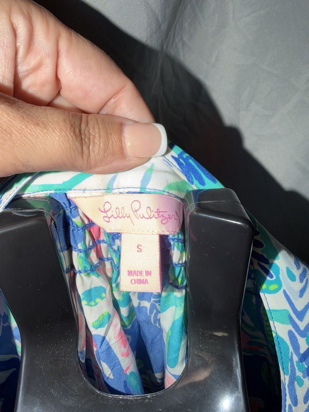 Lilly Pulitzer Silk Blouse Size S Blue Floral Long Sleeve 3
