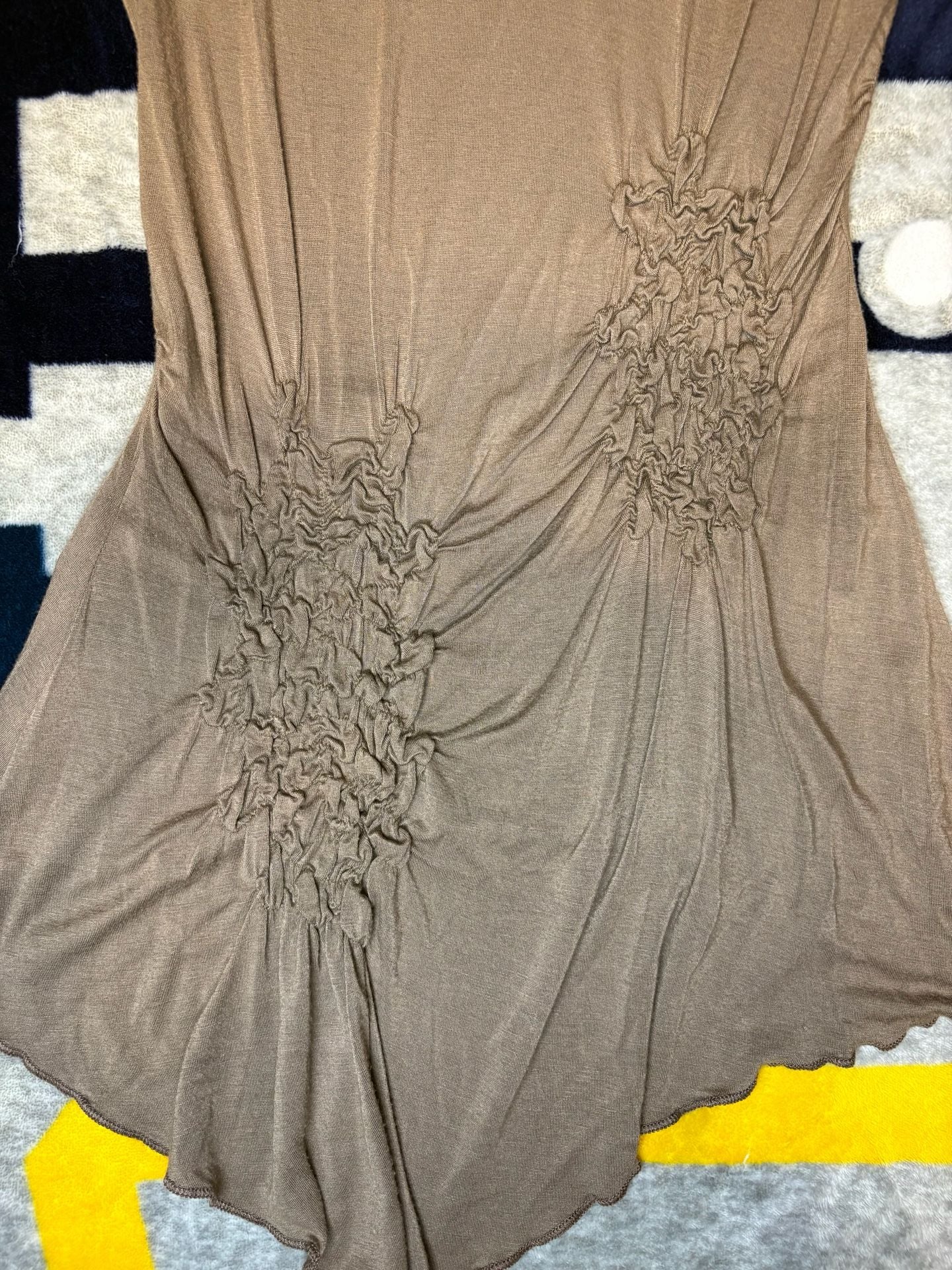 Julie's Closet Sleeveless Asymmetric Ruched Top Size S Brown 3
