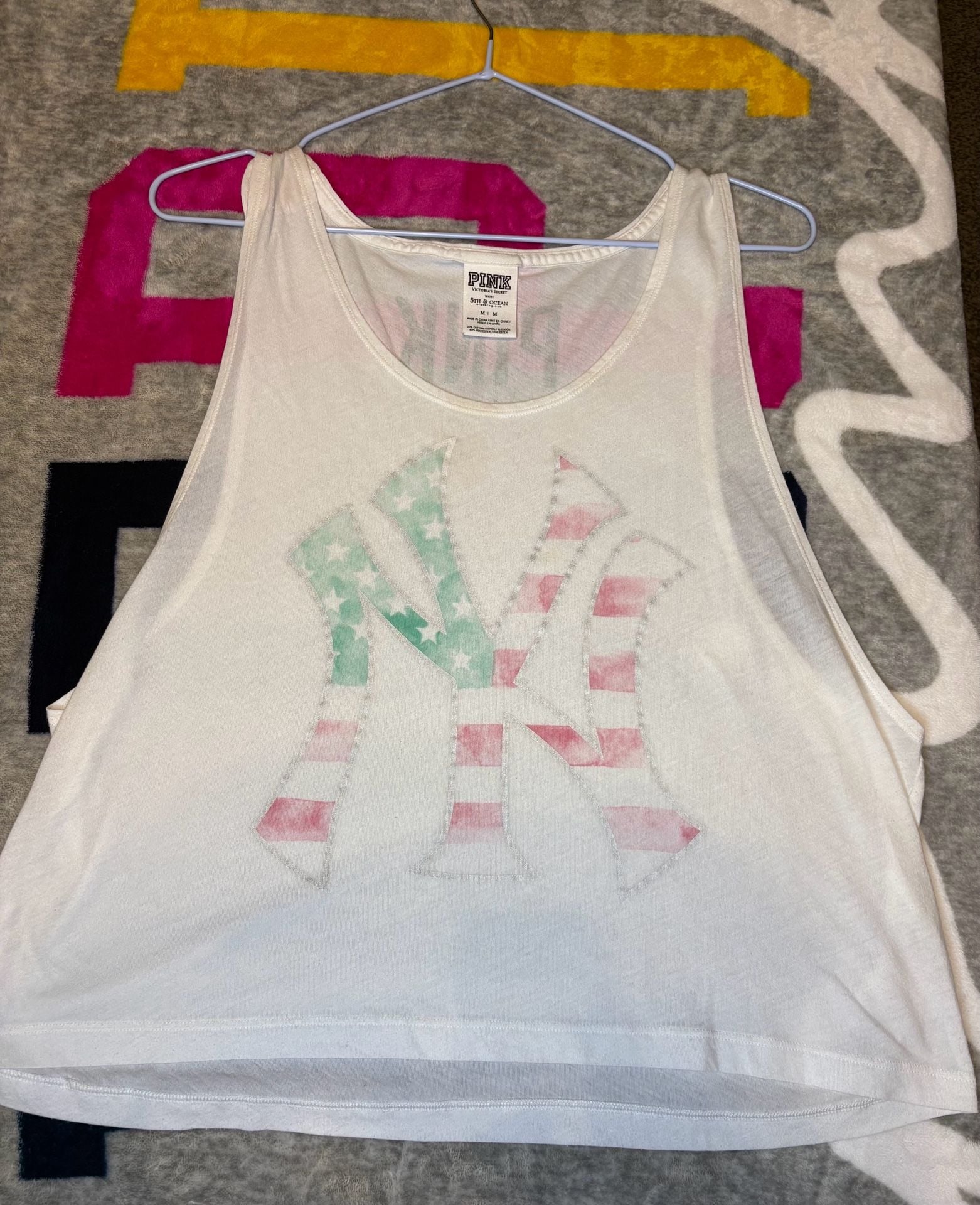 Pink Victoria's Secret New York Yankees Tank Top Size M White 2