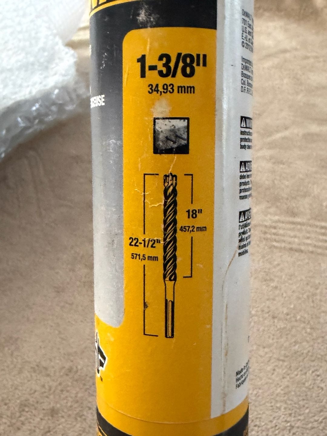 DEWALT sds Max Rotary Hammer Drill Bit 1-3/8" x 22-1/2" 2