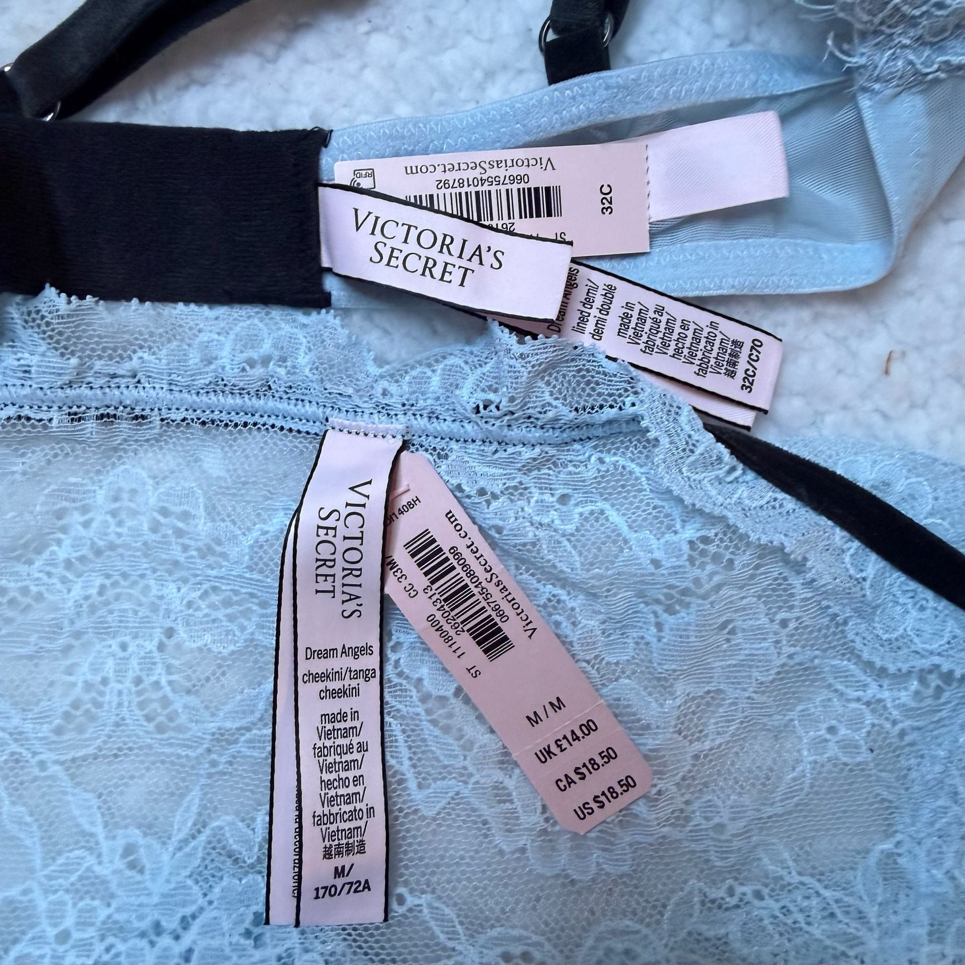 Victoria's Secret Lace Bra & Panty Set Size 32C Light Blue 3