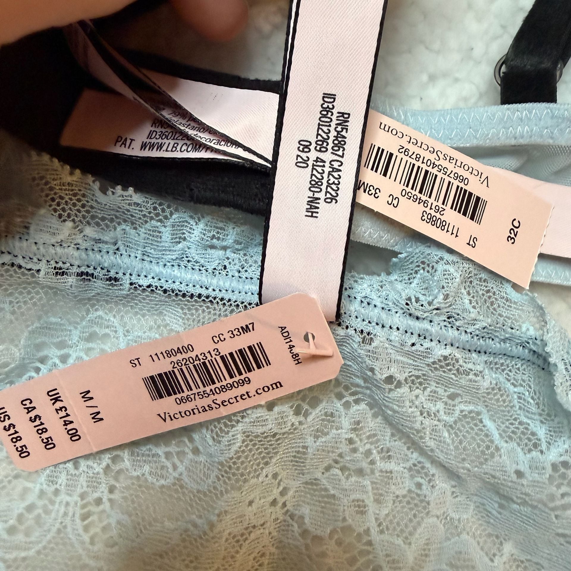 Victoria's Secret Lace Bra & Panty Set Size 32C Light Blue 4