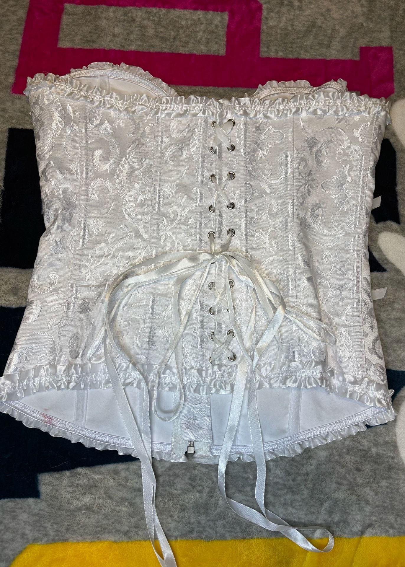 SPIRIT White Brocade Corset Size L 4