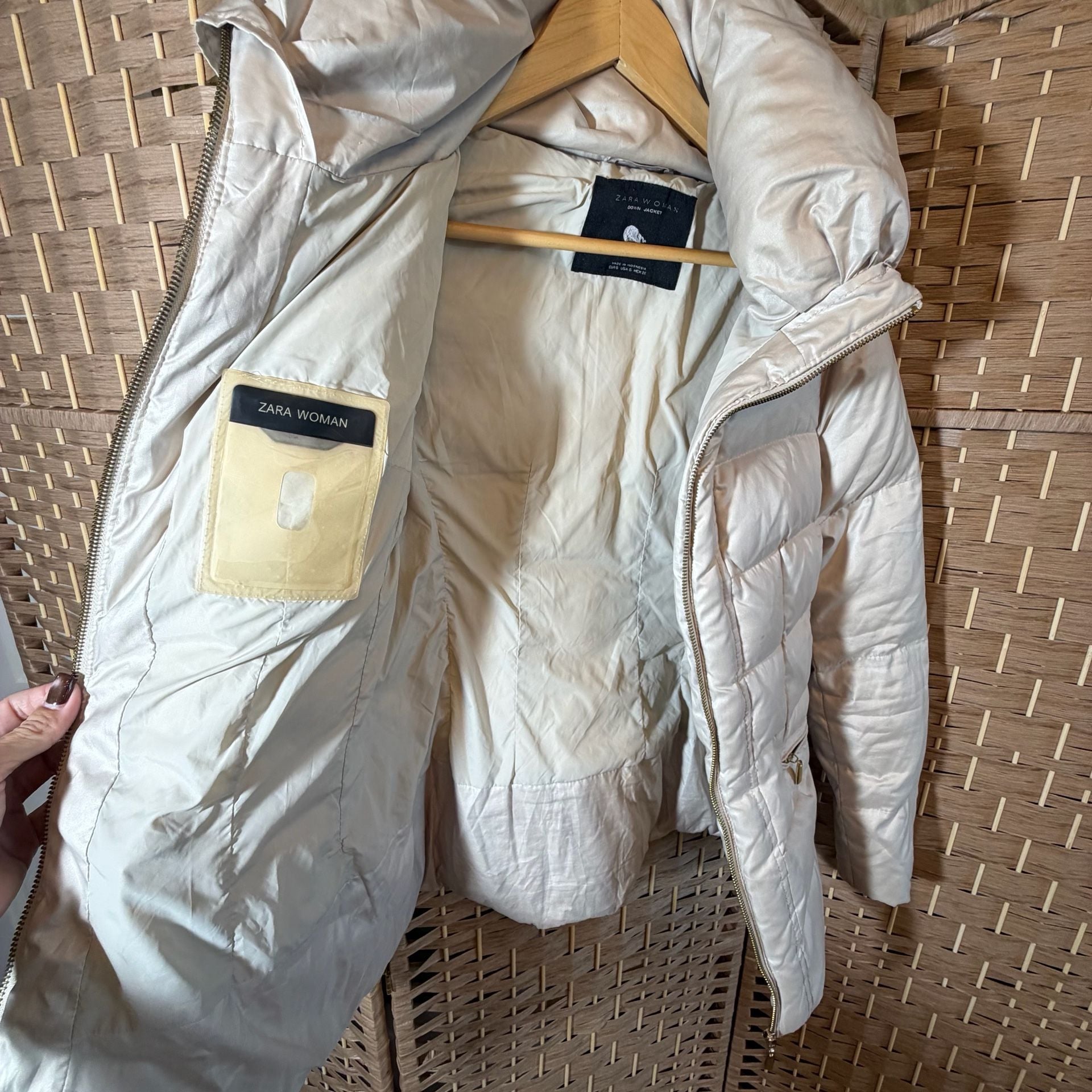Zara Woman Down Jacket Size S Champagne Puffer Coat 8