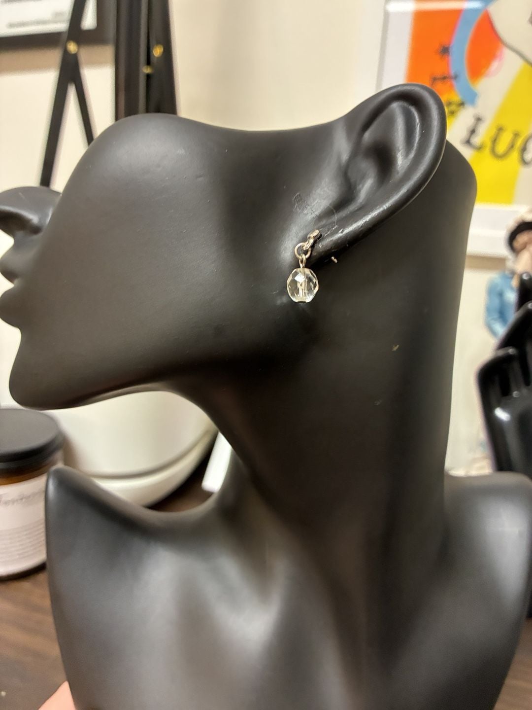 Pair & Spare Vintage 1980s 14Kt Gold Filled Crystal Dangle Earrings 5