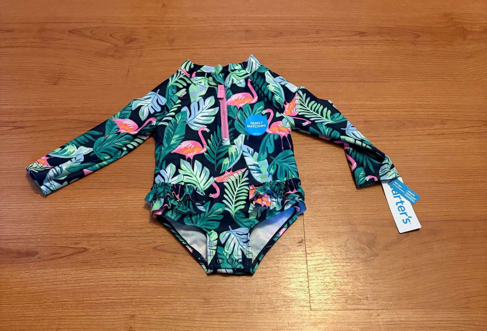 Carter's Flamingo Rashguard Swimsuit Size 12M 3