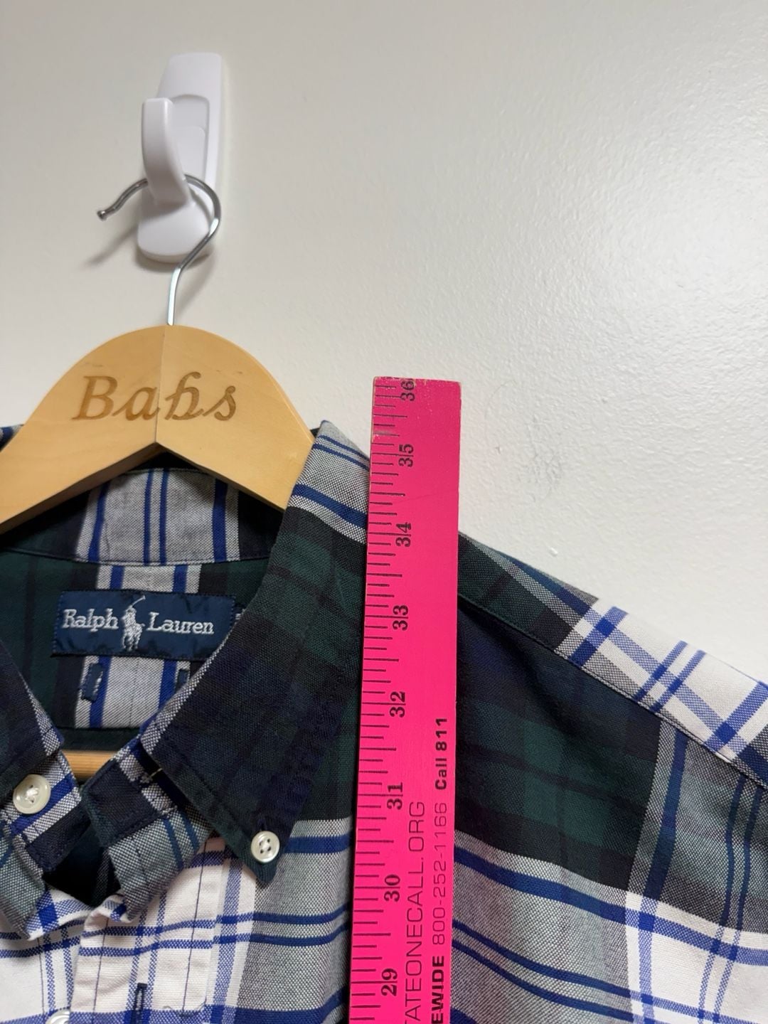 Ralph Lauren Plaid Button Down Shirt Size L Green Blue Long Sleeve 6