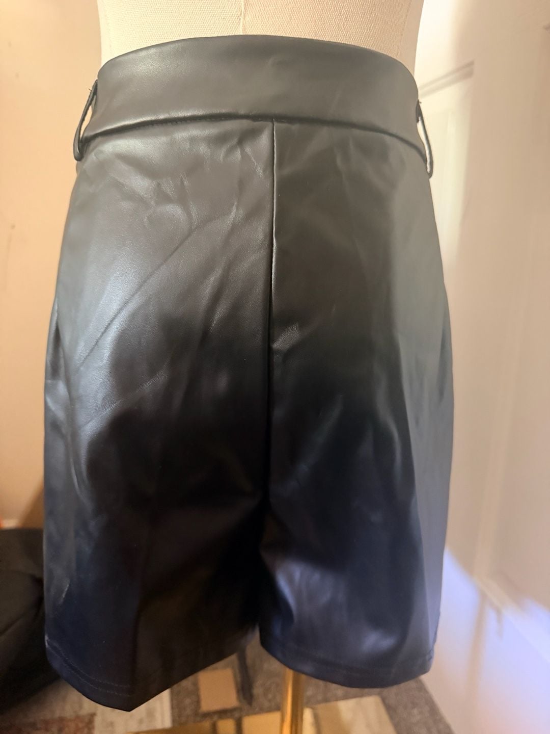 Faux Leather Fringe Black Shorts Size XL 6