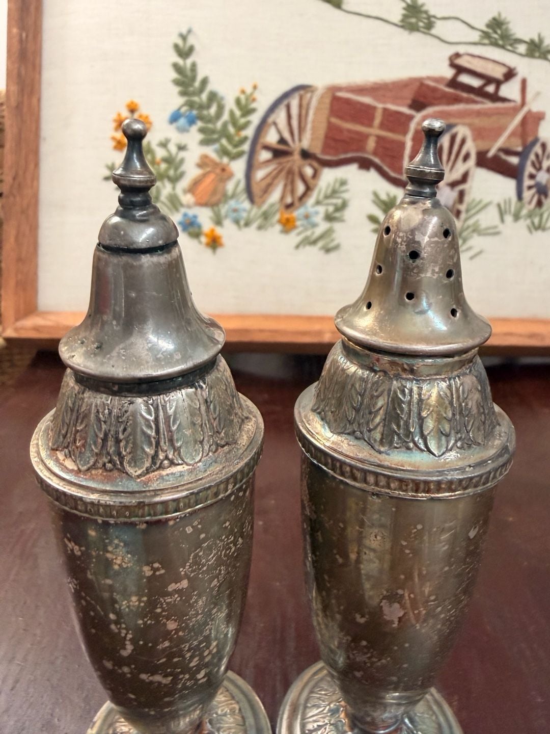 VTG Silverplate Salt & Pepper Shakers 1933 Art Deco 1847 Rogers Bros Marquise 7