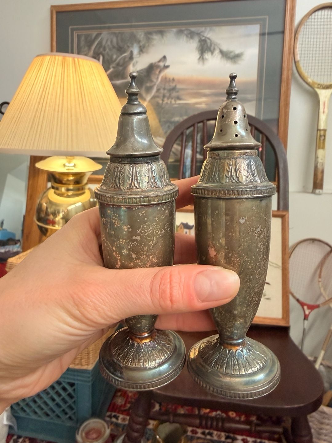 VTG Silverplate Salt & Pepper Shakers 1933 Art Deco 1847 Rogers Bros Marquise 3