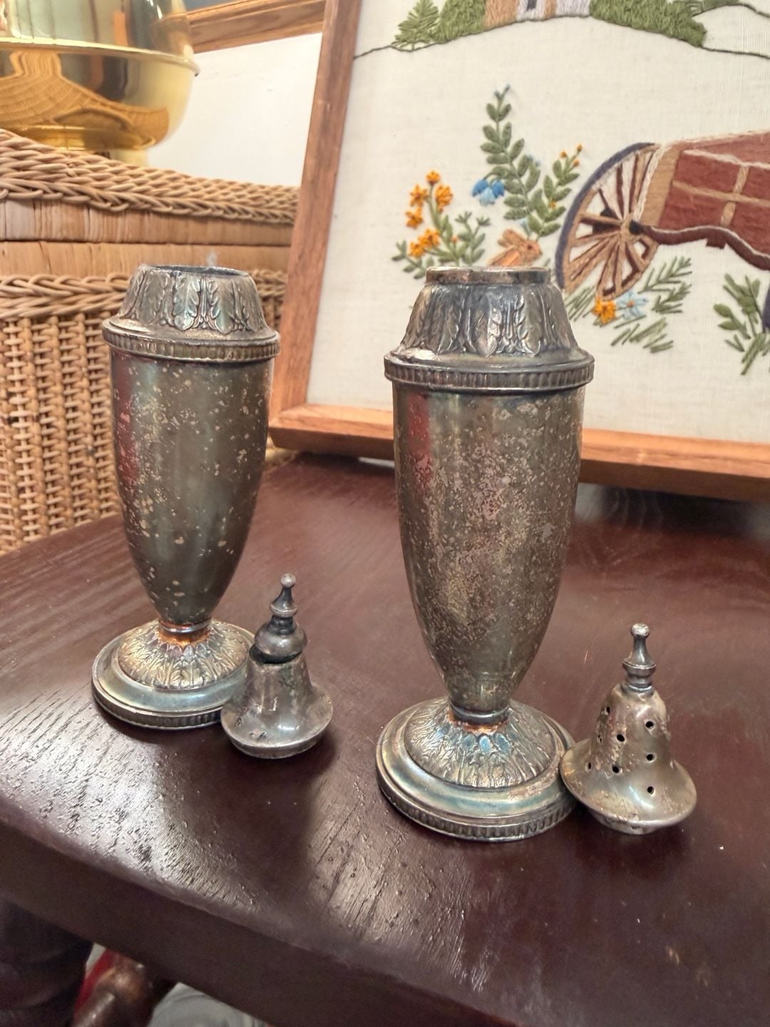 VTG Silverplate Salt & Pepper Shakers 1933 Art Deco 1847 Rogers Bros Marquise 12