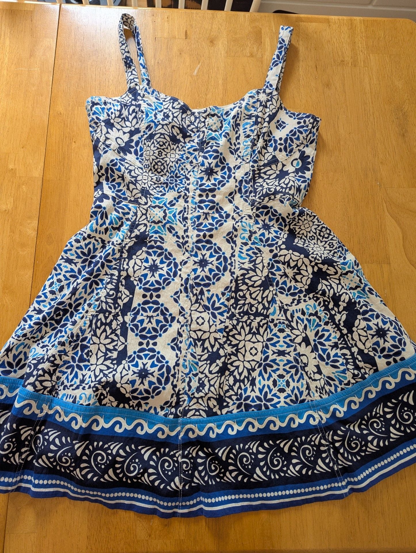 AVEC LES FILLES Blue White Pattern Dress Size 10 2