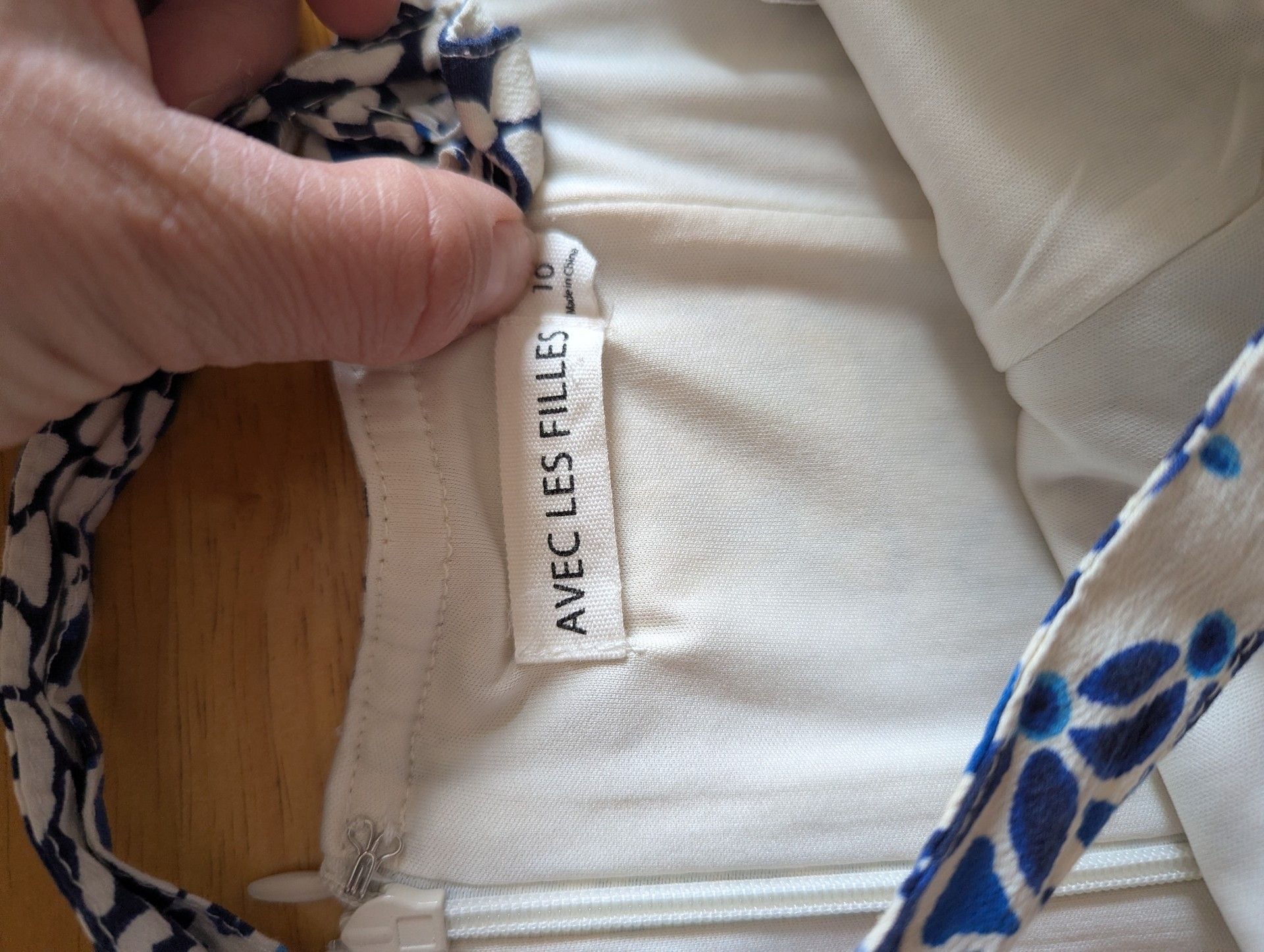 AVEC LES FILLES Blue White Pattern Dress Size 10 4