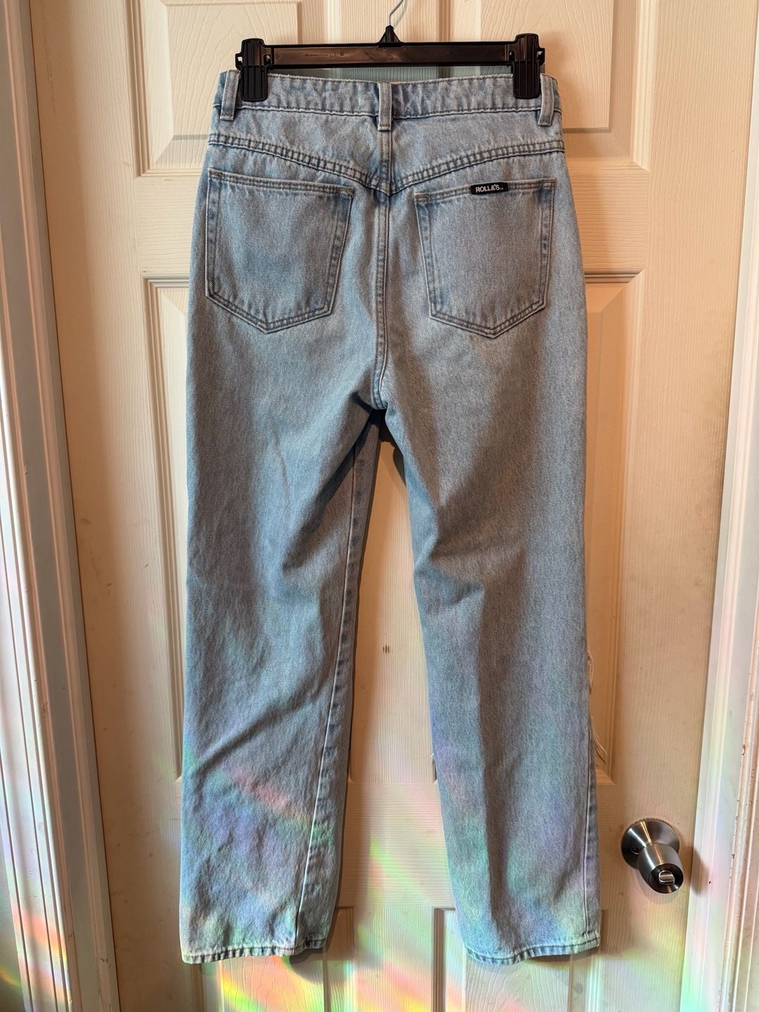 Rollas Original High Rise Straight Jeans Size 27 Distressed Light Wash 3