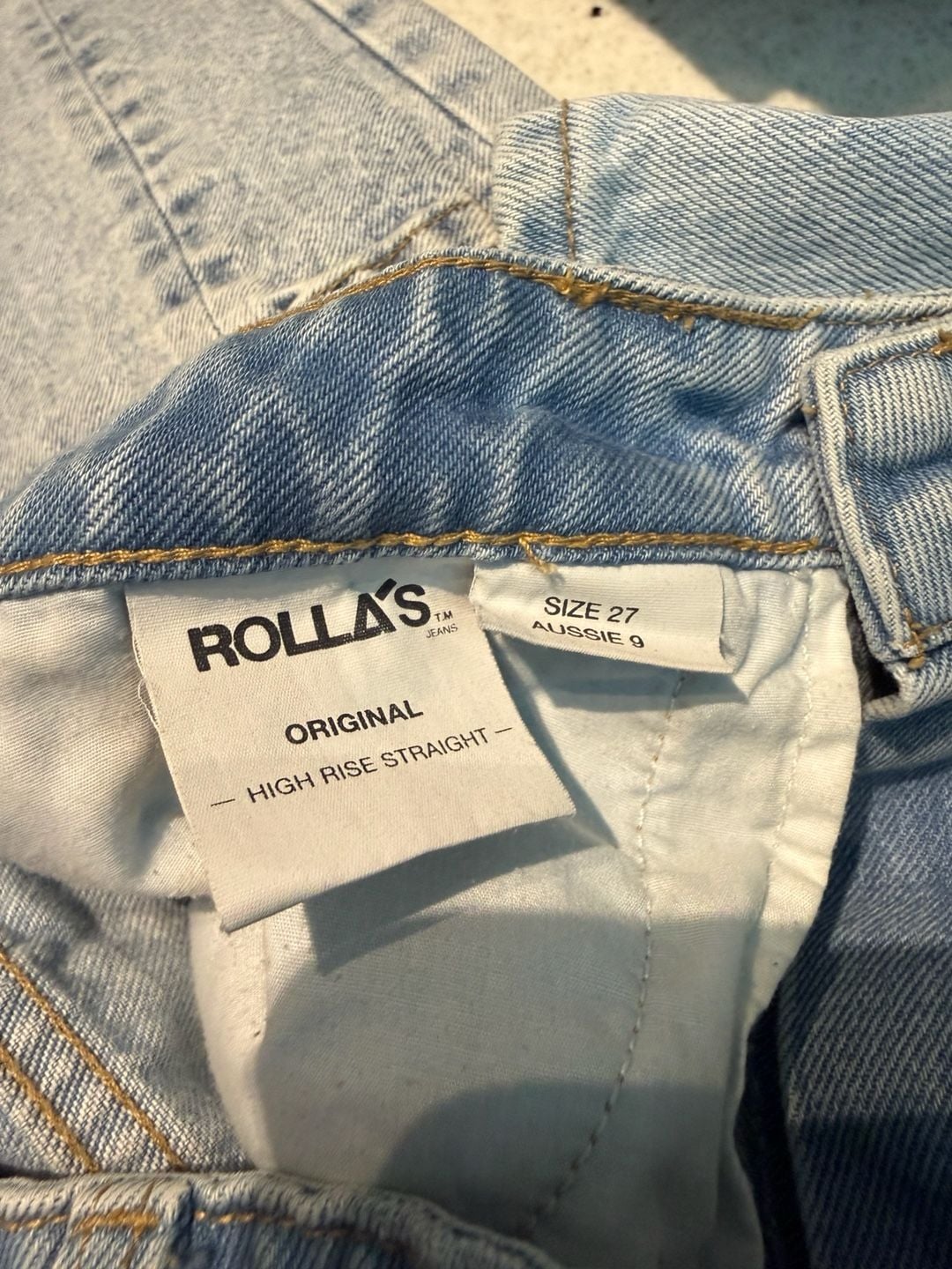 Rollas Original High Rise Straight Jeans Size 27 Distressed Light Wash 5