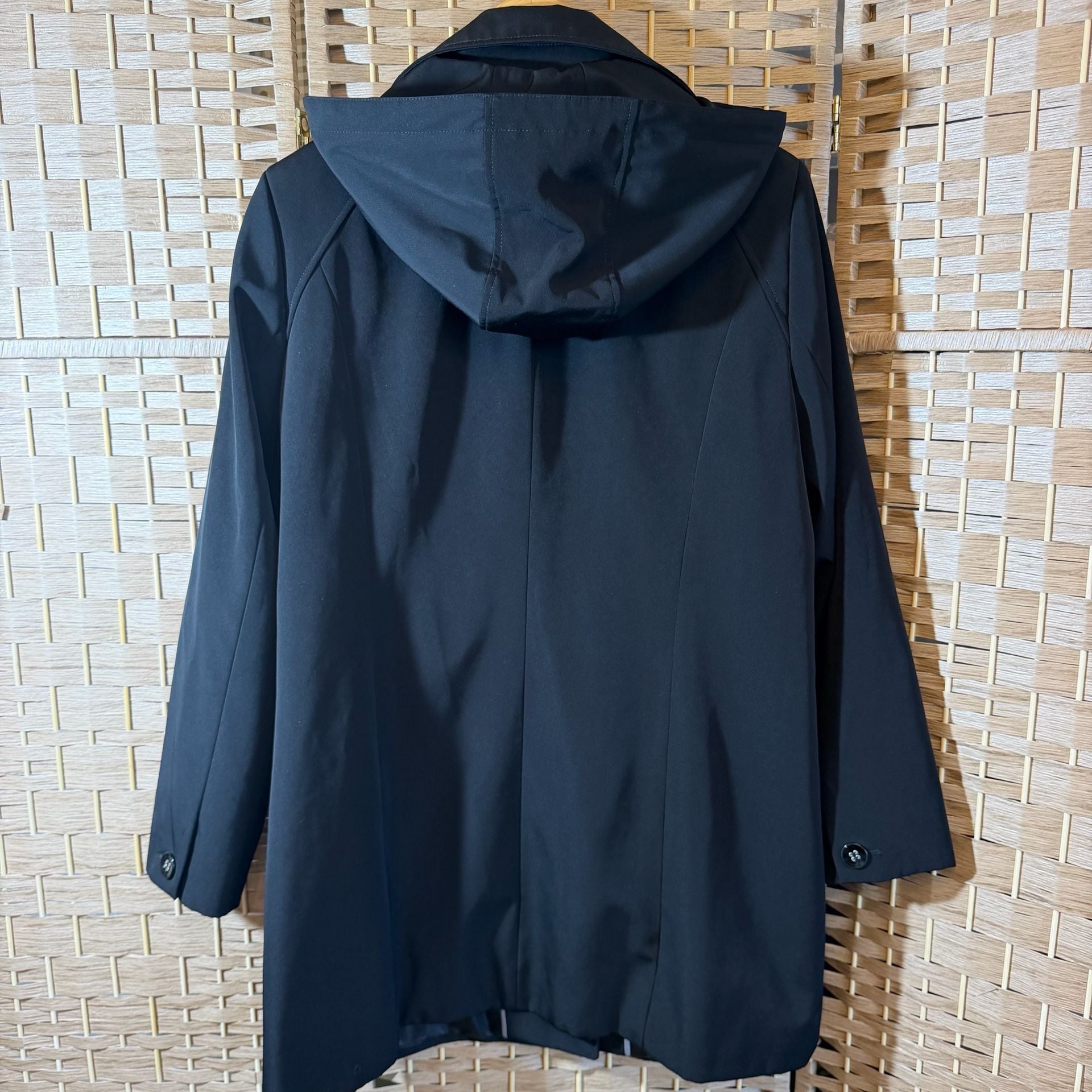 Calvin Klein Raincoat Jacket Size PXL Black Hooded Trench 7