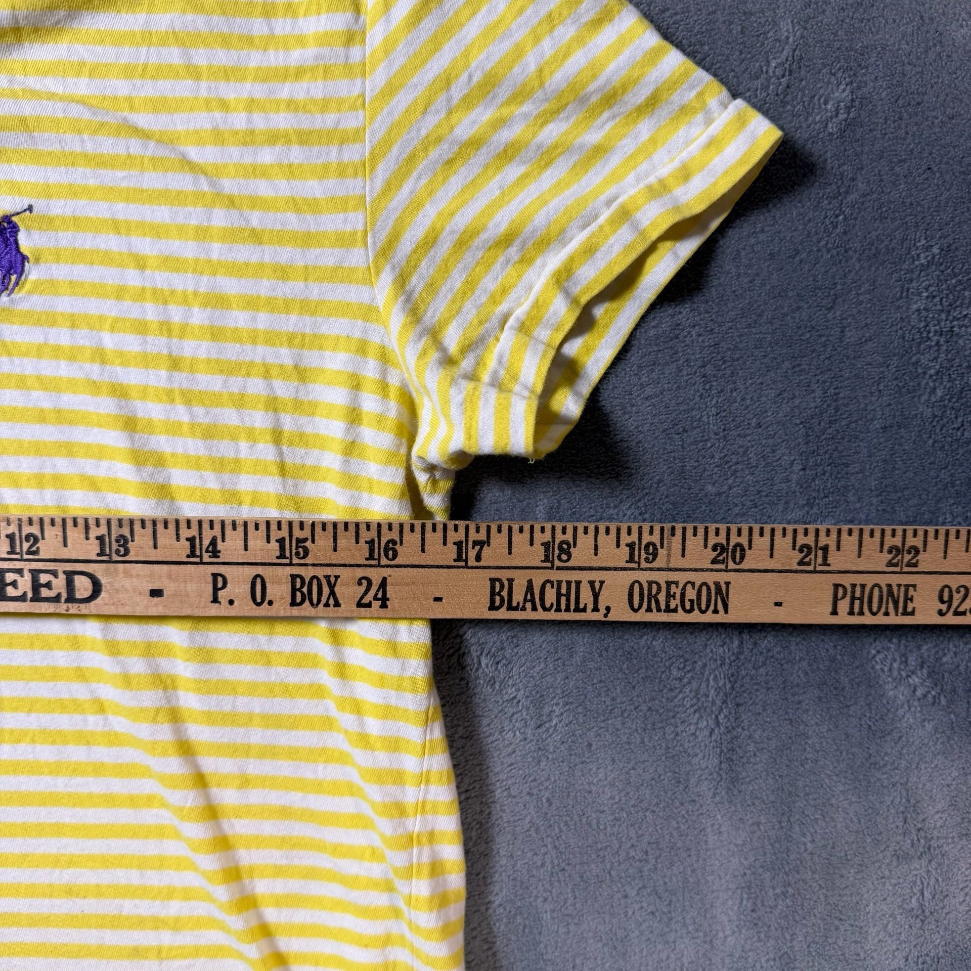Ralph Lauren Striped V-Neck T-Shirt Size L Yellow White 5
