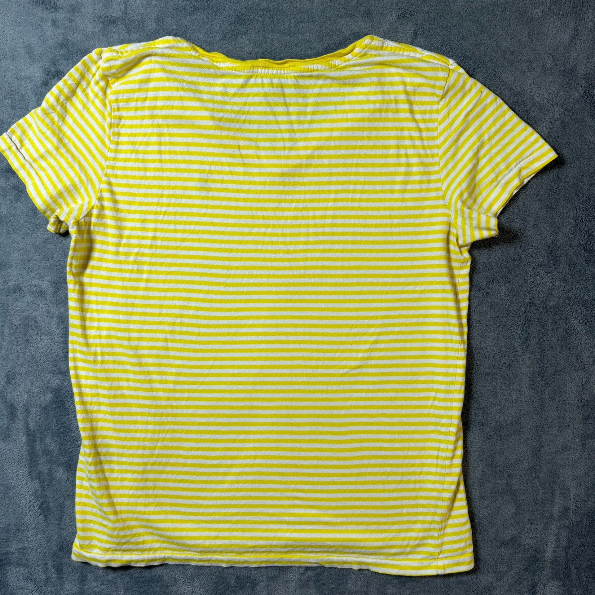 Ralph Lauren Striped V-Neck T-Shirt Size L Yellow White 7