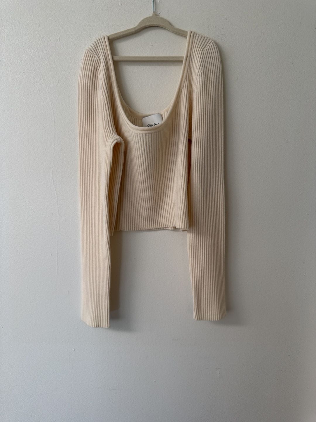 3.1 Phillip Lim Ribbed Long Sleeve Top Size M Cream 2