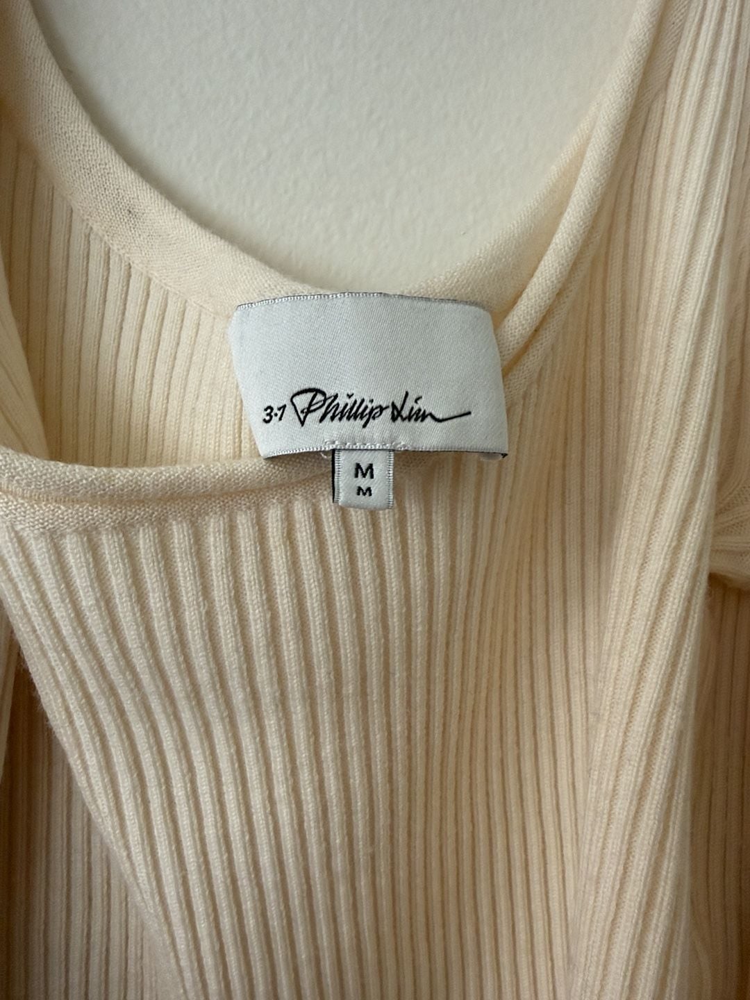 3.1 Phillip Lim Ribbed Long Sleeve Top Size M Cream 3