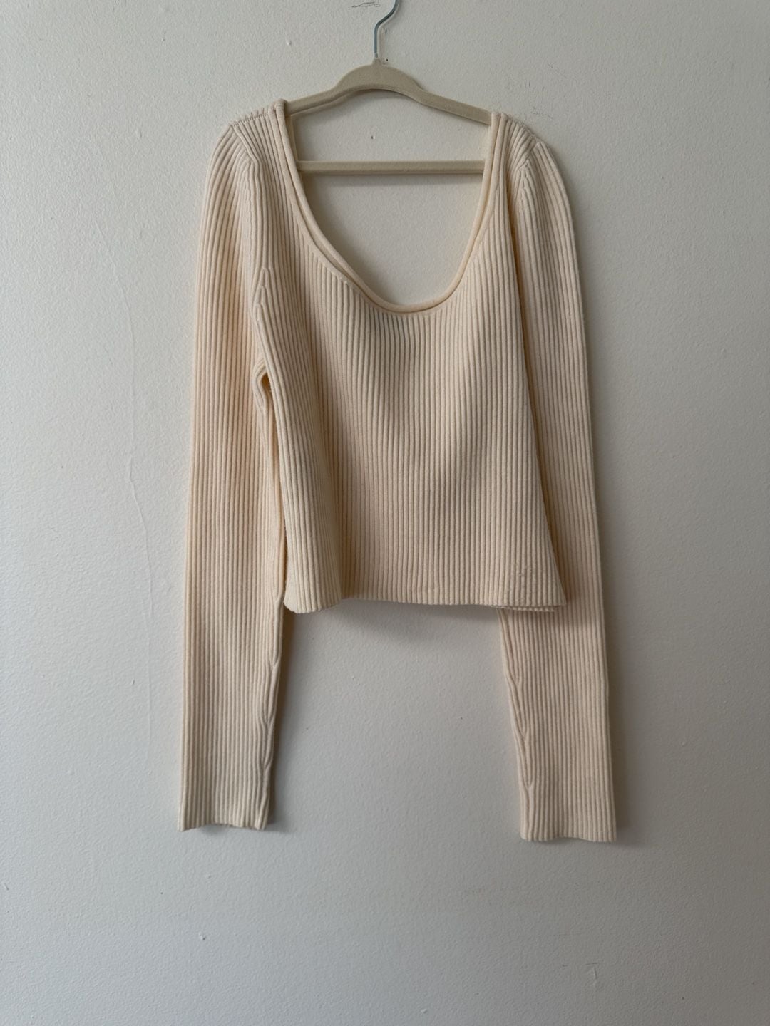 3.1 Phillip Lim Ribbed Long Sleeve Top Size M Cream 4