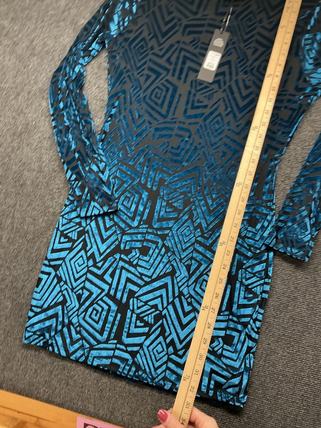 Alexa Velvet Geometric Long Sleeve Mock Neck Mini Dress NWT 7
