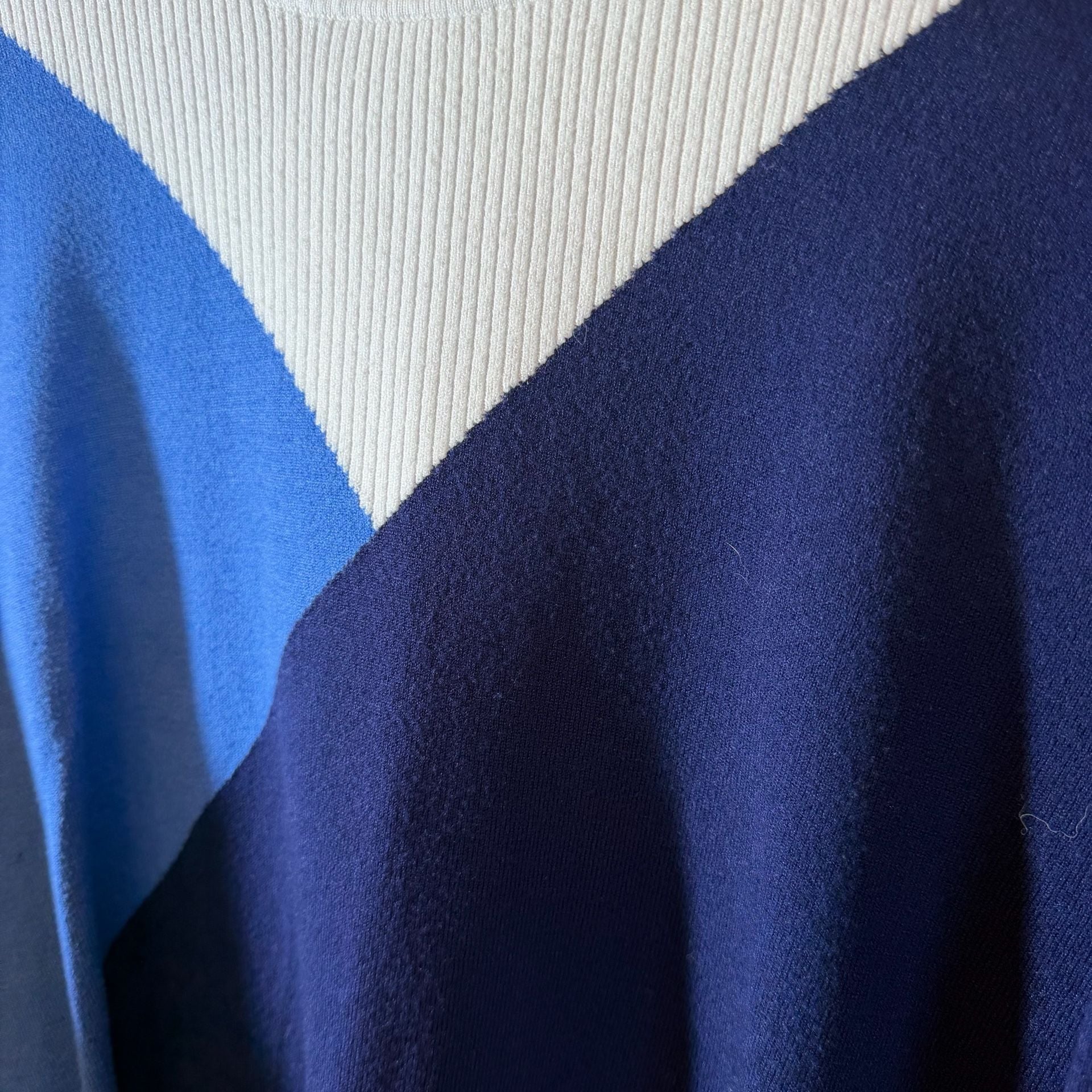 M&Co Colorblock Sweater US 14 Blue White Mock Neck 3