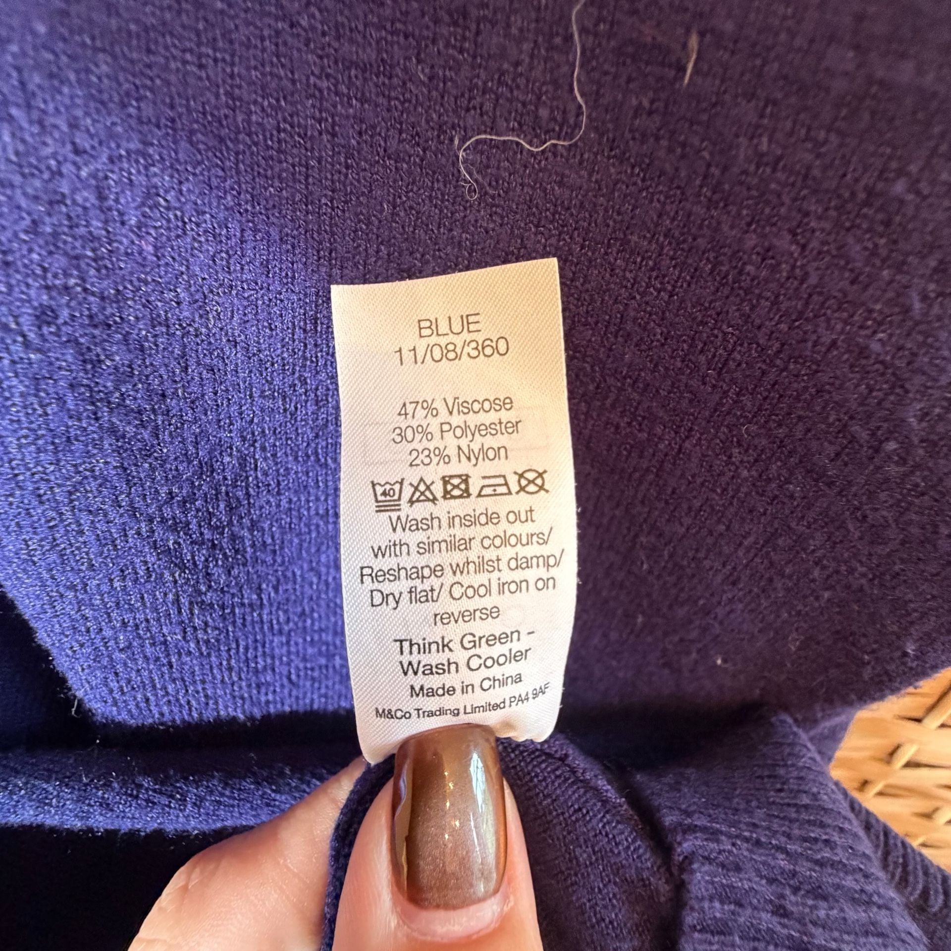 M&Co Colorblock Sweater US 14 Blue White Mock Neck 5