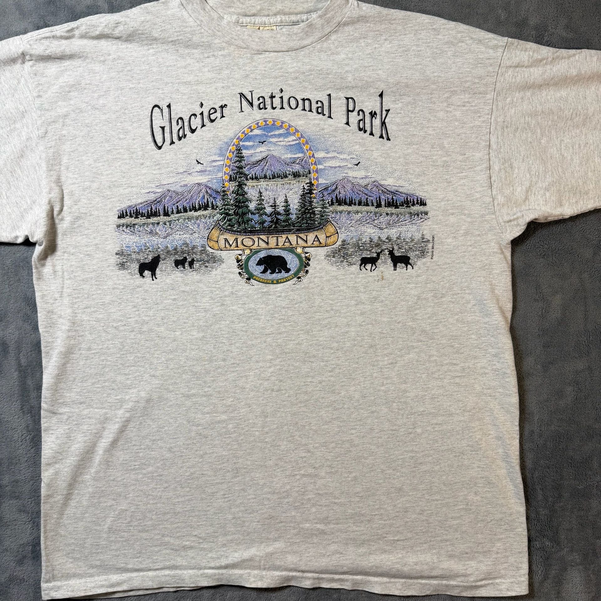 Prairie Mountain USA vintage 90s Mountain Glacier National Park Montana T-Shirt 3