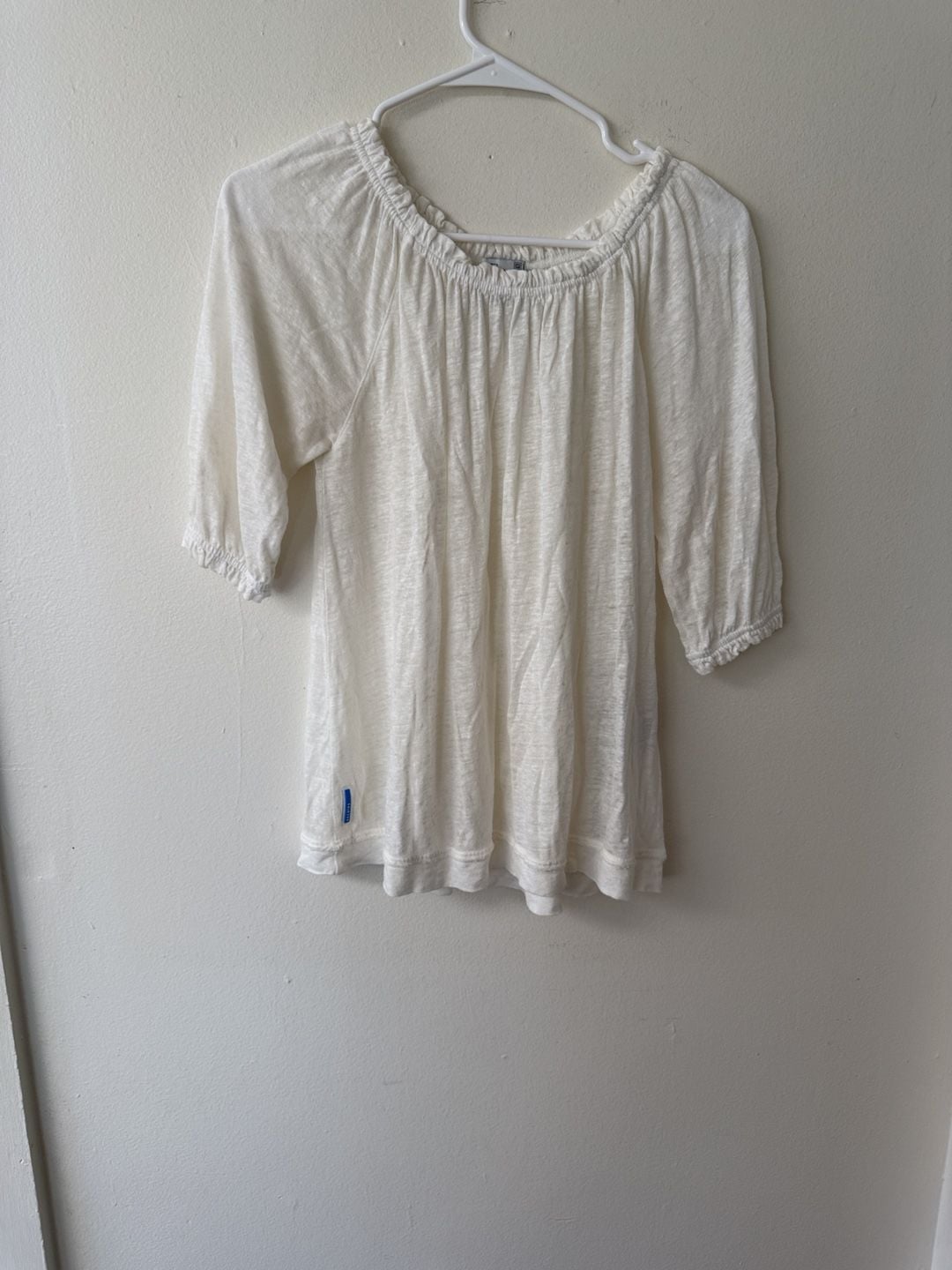 Escales Paris Blouse Size S White Linen Off-The-Shoulder Top 2