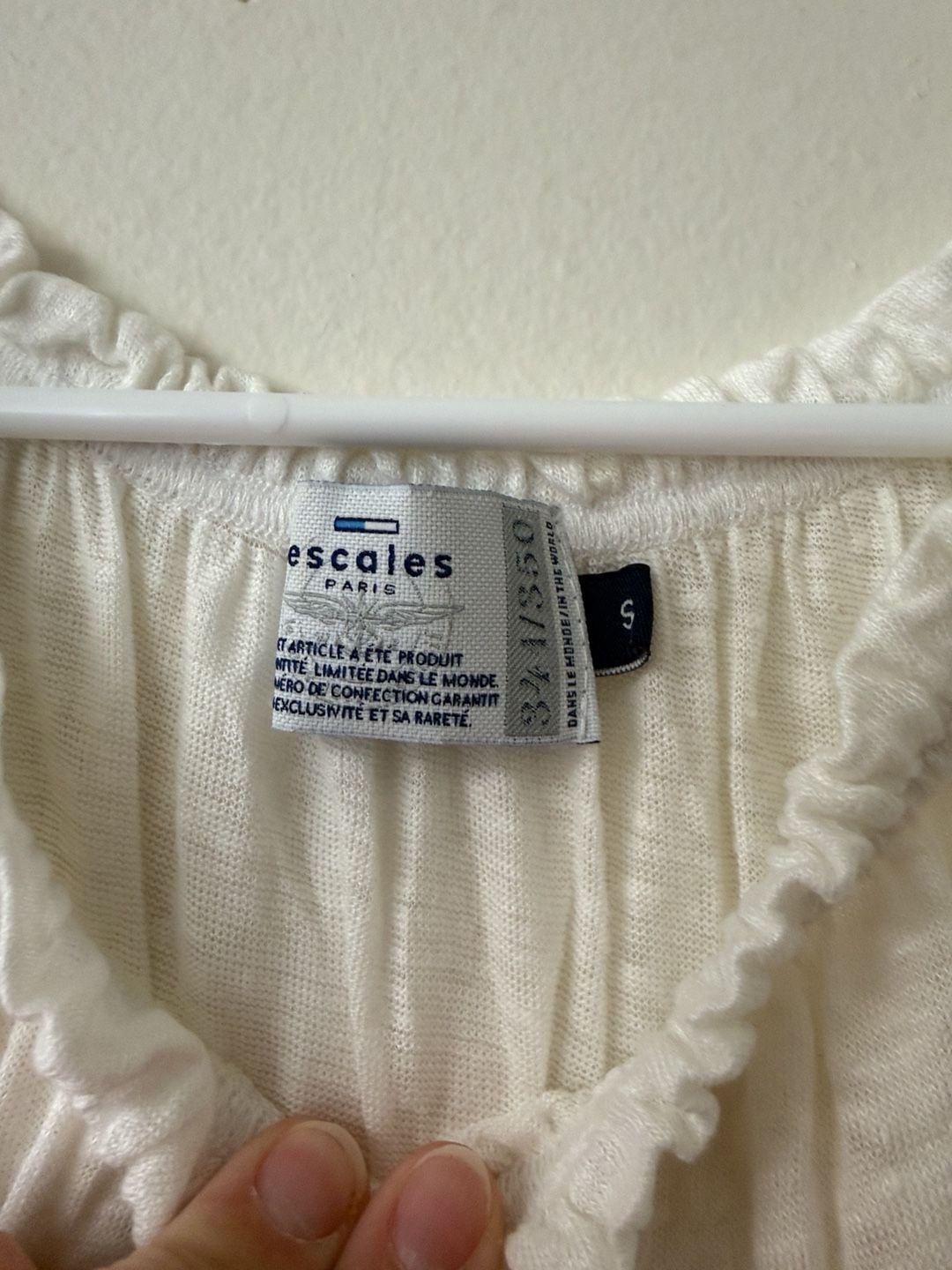 Escales Paris Blouse Size S White Linen Off-The-Shoulder Top 3