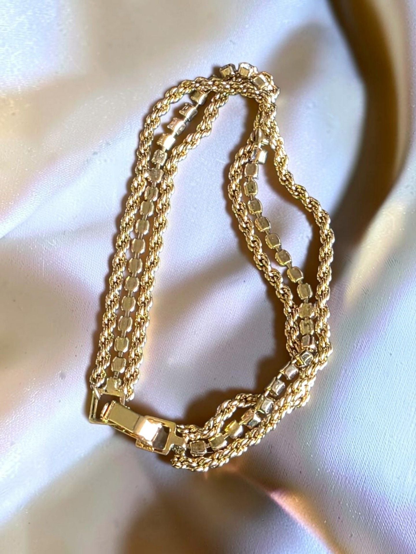 Vintage Multi Strand Gold Tone Chain Bracelet 1