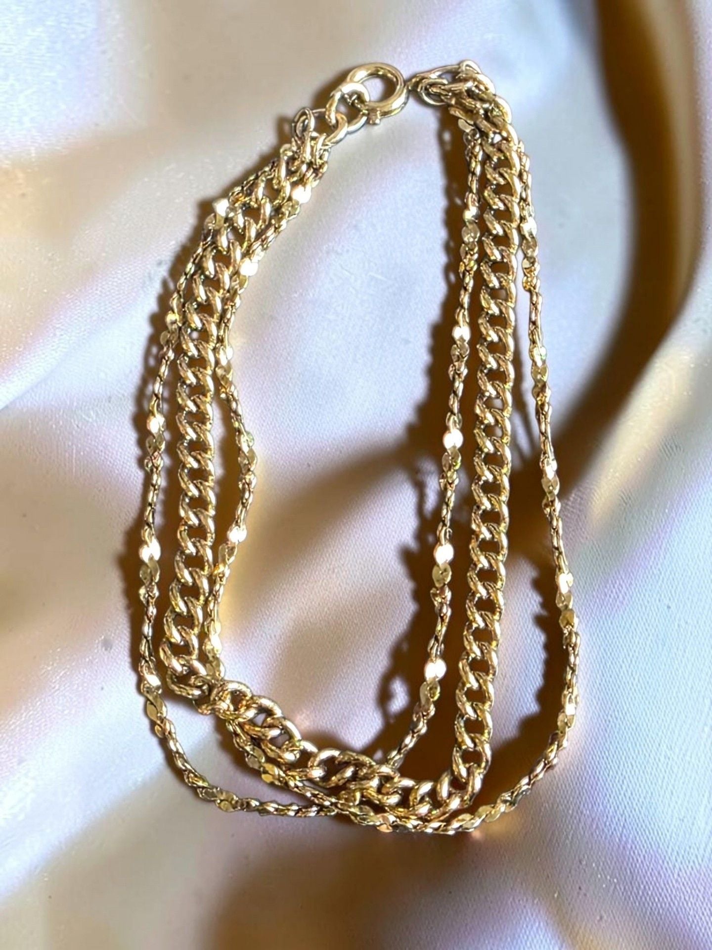 Vintage Multi Strand Gold Tone Chain Bracelet 2