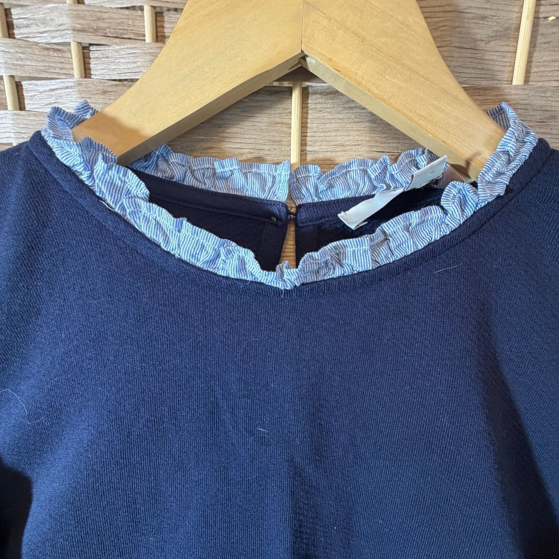 J.Crew Sweatshirt Navy Blue Ruffle Collar Size Medium 4