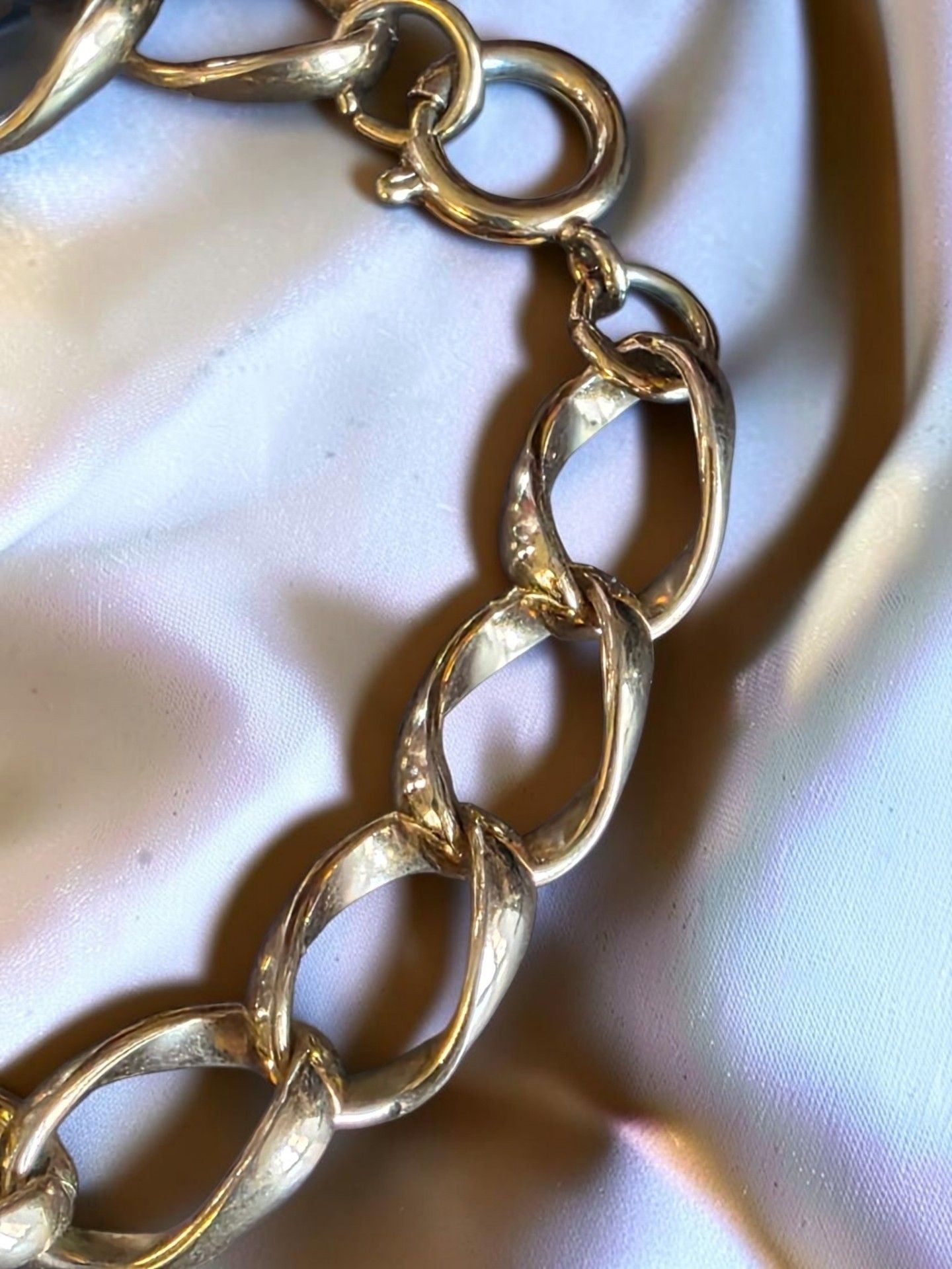 Chunky Gold Tone Twisted Link Chain Bracelet 6