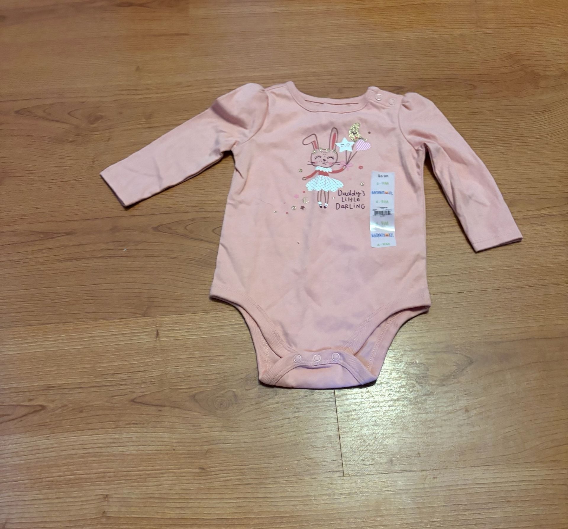 Garanimals Daddy's Little Darling Baby Bodysuit Size 6-9M Pink Bunny 2
