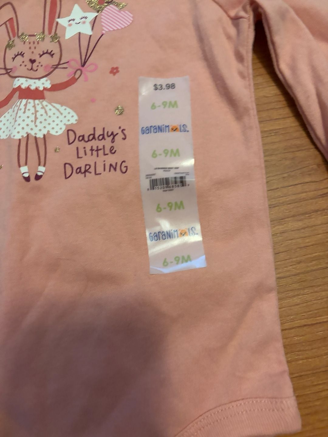 Garanimals Daddy's Little Darling Baby Bodysuit Size 6-9M Pink Bunny 3