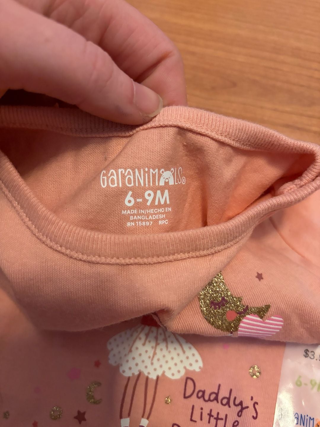Garanimals Daddy's Little Darling Baby Bodysuit Size 6-9M Pink Bunny 5
